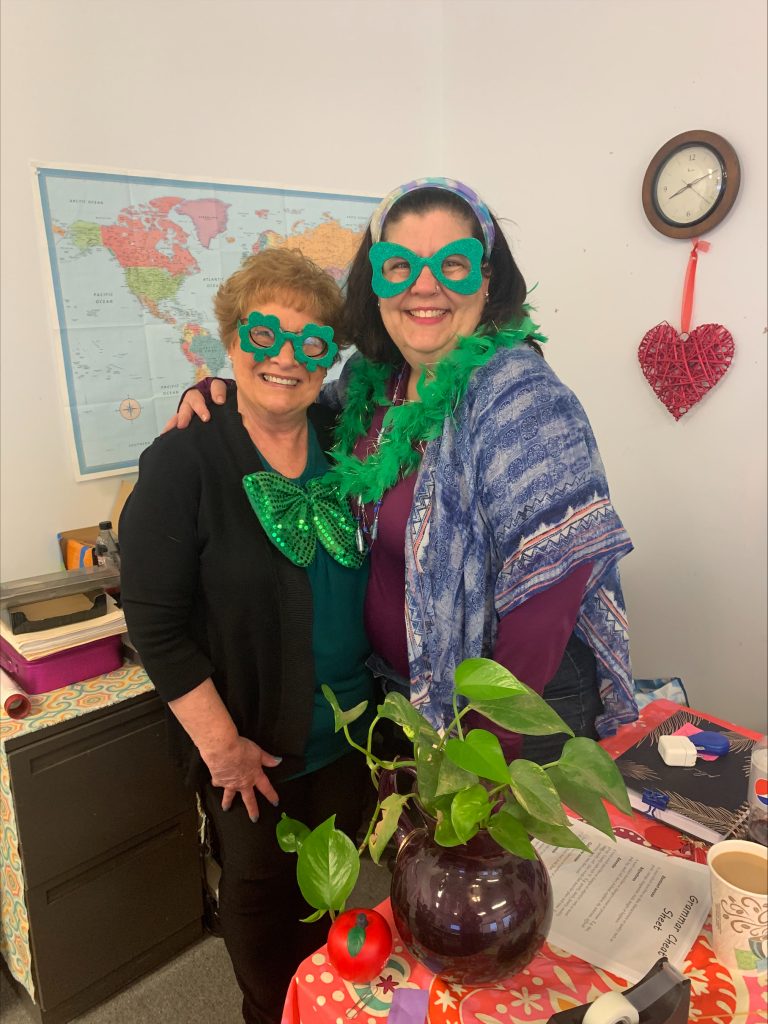 Connie and Geo dress up for St. Patrick's Day
